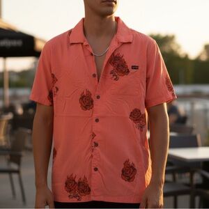 Billabong Men's Flaming Rose Coral Shirt